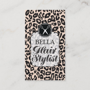 Leopard Print Glam Hair Stylist Appointment Cards