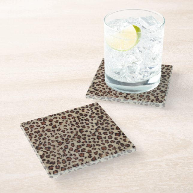 Leopard Print Glass Coaster (Angled)