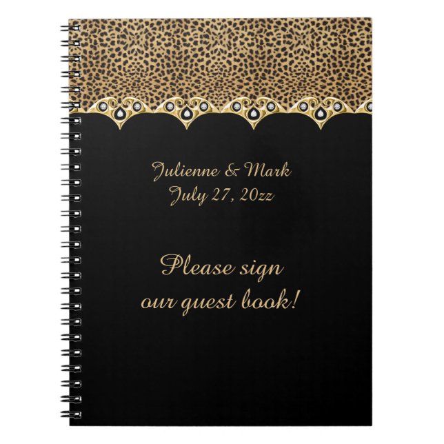 Leopard Print Gold Diamonds Guest Book (Front)