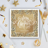 Leopard Print Gold Faux Foil Merry Christmas