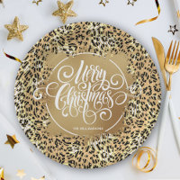 Leopard Print Gold Faux Foil Merry Christmas