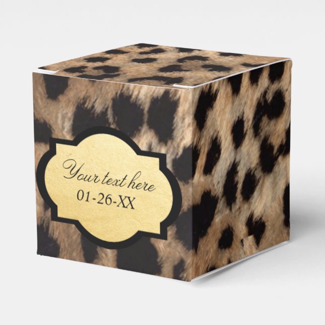 Leopard Print & Gold Foil Chic Party Favour Boxes (Front Side)