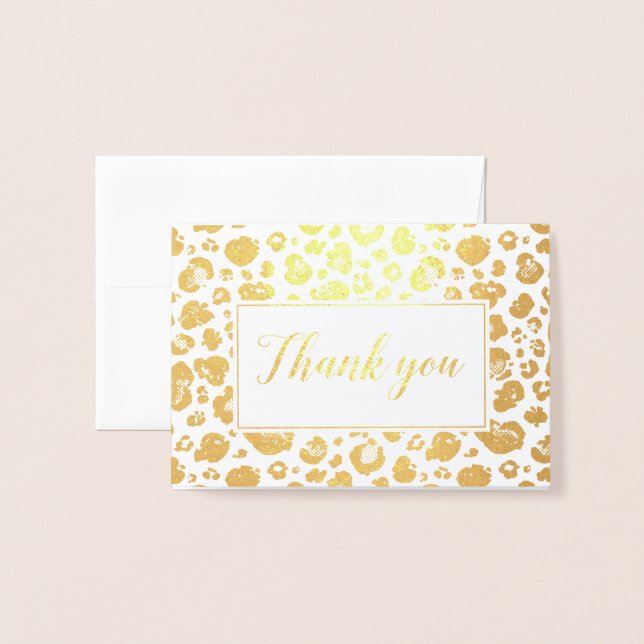 Leopard Print Gold Foil Thank You Card (Front With Envelope)