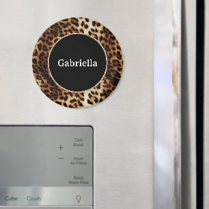 Leopard Print Gold Glitter Sparkle Frame Magnet