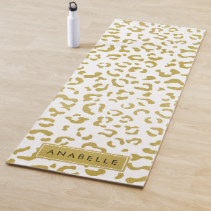 Leopard Print, Gold Leopard, Glitter, Your Name Yoga Mat