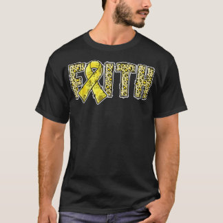 Leopard Print Gold Ribbon FAITH Childhood Cancer A T-Shirt