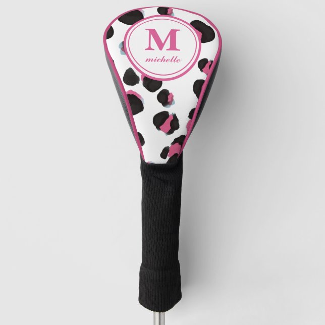 LEOPARD PRINT Golf | personalised NAME monogram  Head Cover (Front)