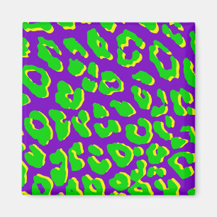Leopard Print Green Purple Yellow Magnet