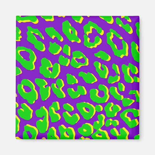 Leopard Print Green Purple Yellow Magnet (Front)