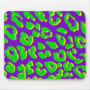 Leopard Print Green Purple Yellow Mouse Pad