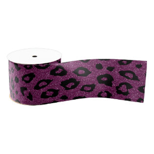 Leopard print grosgrain ribbon