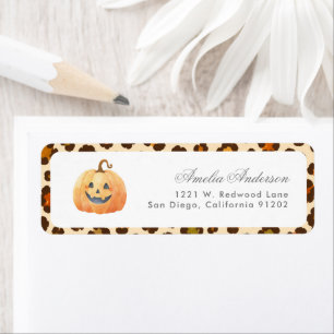 Leopard Print Halloween Baby Shower Return Address Label