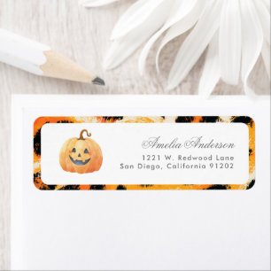Leopard Print Halloween Baby Shower Return Address Label