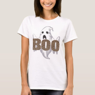 Leopard Print Halloween Ghost Boo Costume Kids Mum T-Shirt