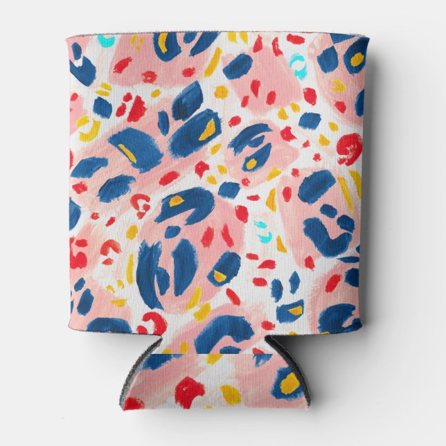 Leopard print: hand-painted watercolor. can cooler (Front)