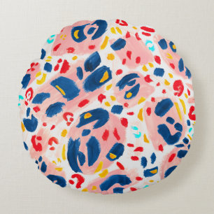 Leopard print: hand-painted watercolor. round cushion