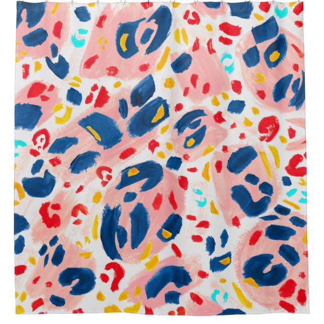 Leopard print: hand-painted watercolor. shower curtain (Front)