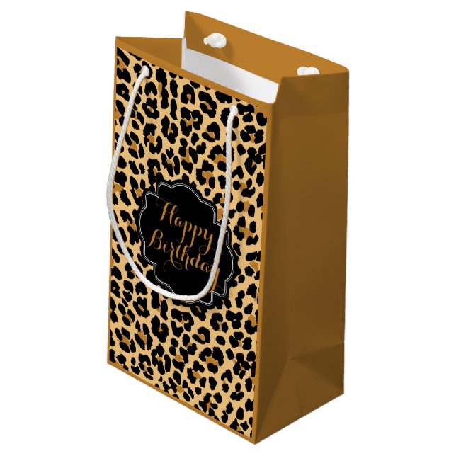 Leopard Print Happy Birthday Gift Bag (Back Angled)