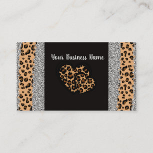Leopard Print Heart Business Card