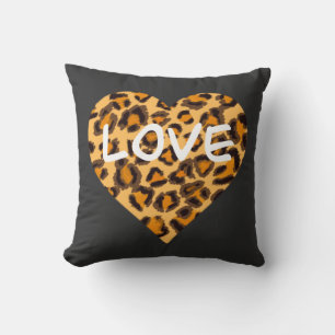 Leopard print heart design Love T-Shirt Cushion