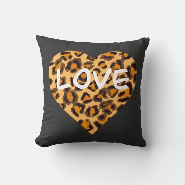 Leopard print | heart design | Love T-Shirt Cushion (Front)