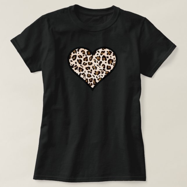 Leopard Print Heart T-Shirt (Design Front)