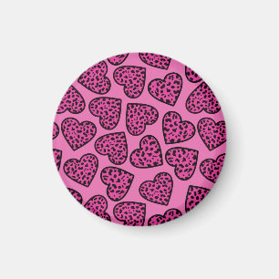 Leopard print hearts magnet