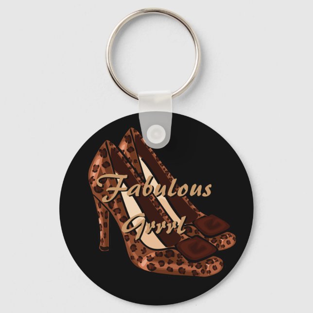 Leopard Print Heels Keychain (Front)