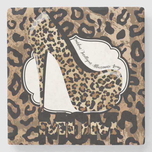 Leopard print High Heel Fashion  MOM Coasters  (Front)
