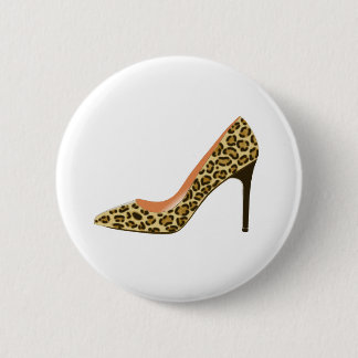 Leopard Print High Heel Shoe 6 Cm Round Badge