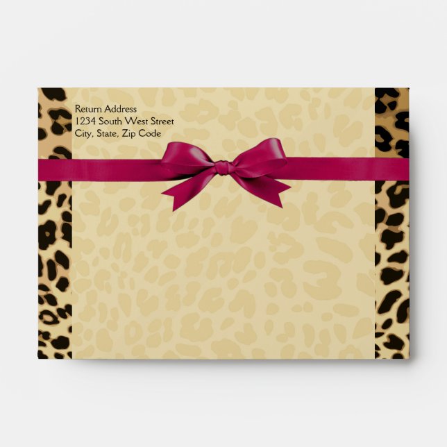 Leopard Print Hot Pink Girl Matching Envelope (Front)