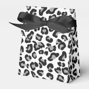 Leopard Print in Black and White with Grey Favour Box