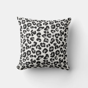 Leopard Print in Black and White with Grey / Grey Cushion