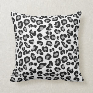 Leopard Print in Black and White with Grey / Grey Cushion