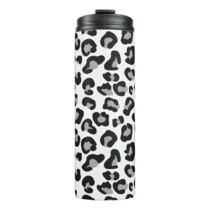 Leopard Print in Black and White with Grey Thermal Tumbler