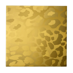 Leopard Print In Gold Ceramic Tile