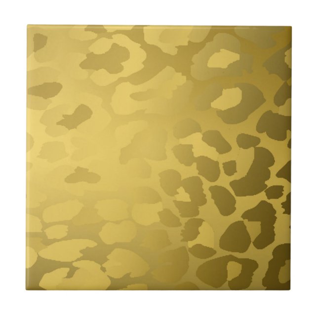 Leopard Print In Gold Ceramic Tile (Front)