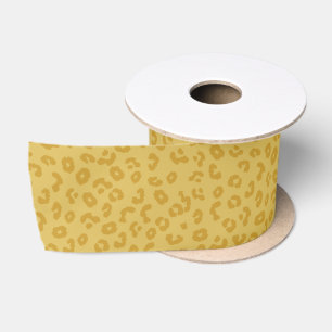 Leopard Print in Gold Satin Ribbon