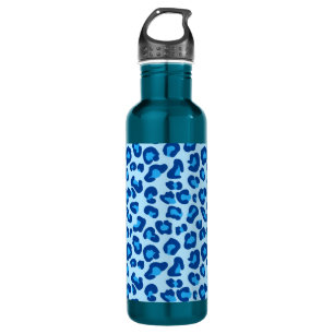 Leopard Print in Light Chambray to Dark Denim Blue 710 Ml Water Bottle