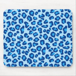 Leopard Print in Light Chambray to Dark Denim Blue Mouse Pad