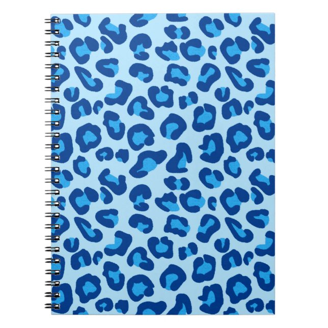 Leopard Print in Light Chambray to Dark Denim Blue Notebook (Front)