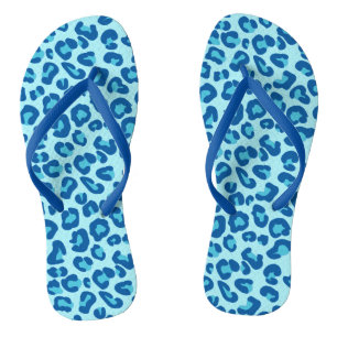 Leopard Print in Light Chambray to Dark Denim Blue Thongs