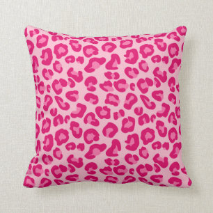Leopard Print in Pastel Pink, Hot Pink and Fuchsia Cushion