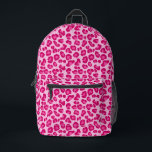 Leopard Print in Pastel Pink, Hot Pink and Fuchsia Printed Backpack<br><div class="desc">Backpack in a snow leopard animal print in in deep fuchsia pink accented with hot pink,  on a pastel pink background</div>