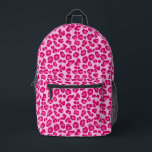 Leopard Print in Pastel Pink, Hot Pink and Fuchsia Printed Backpack<br><div class="desc">Backpack in a snow leopard animal print in in deep fuchsia pink accented with hot pink,  on a pastel pink background</div>