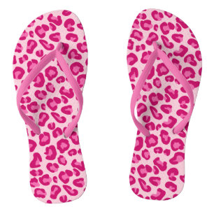 Leopard Print in Pastel Pink, Hot Pink and Fuchsia Thongs