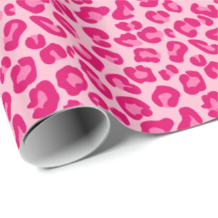 Leopard Print in Pastel Pink, Hot Pink and Fuchsia Wrapping Paper