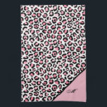 Leopard Print in Pink White & Black with Monogram Tea Towel<br><div class="desc">Classic Elegant Leopard Print in Pink White & Black with Monogram Design. Give your kitchen a luxury makeover with this personalised towel.</div>
