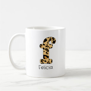 Leopard Print Initial f Lowercase and Name Coffee Mug
