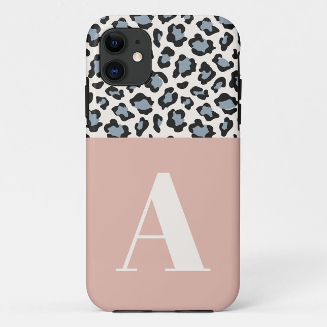 Leopard print initial typography bold modern chic Case-Mate iPhone case (Back)